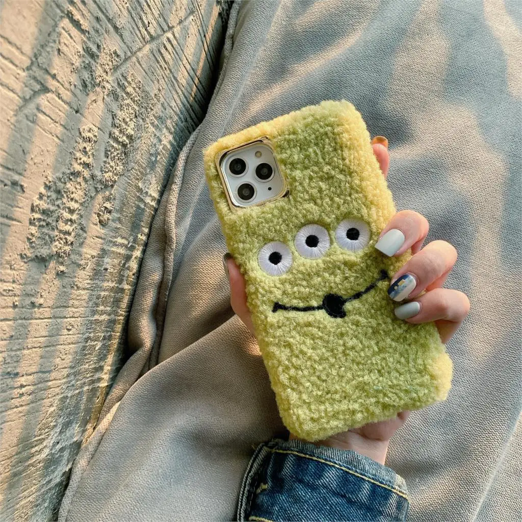 Для iphone 11 pro toy story теплый чехол, монстры инопланетянин пушистый чехол меховой зимний чехол для iphone XS Max XR X 7 8 plus милый чехол - Цвет: Бежевый