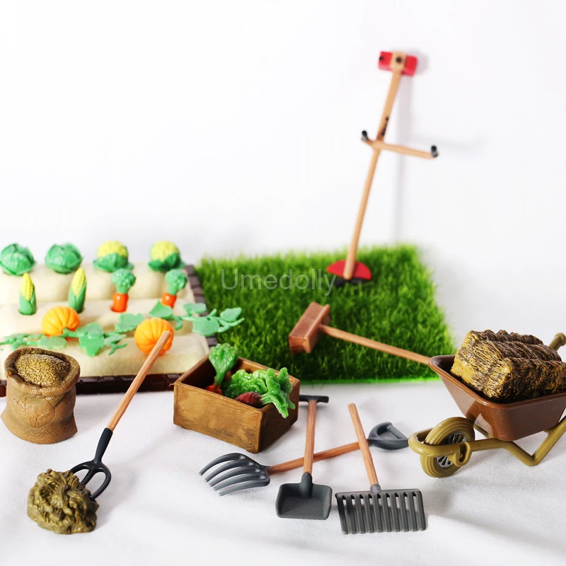 Dollhouse Miniature Vegetable Garden Tool Pretend Play Mini Farm Model Accessories Toy