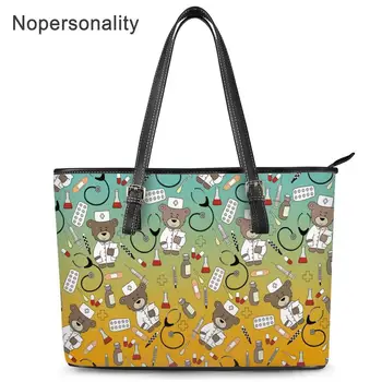 

Nopersonality Women PU Leather Large Handbag Printing Nurse Bear Luxury Ladies Tote Bags Shopping Bag For Teenager Girls