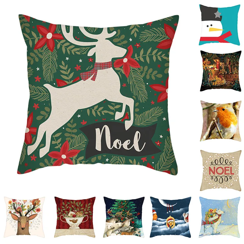 

TTLIFE Christmas Series Cushion Cover Xmas Deer Tree Pillowcases Home Decoration Colorful Pillow Cover for Sofa Car Bed Seat