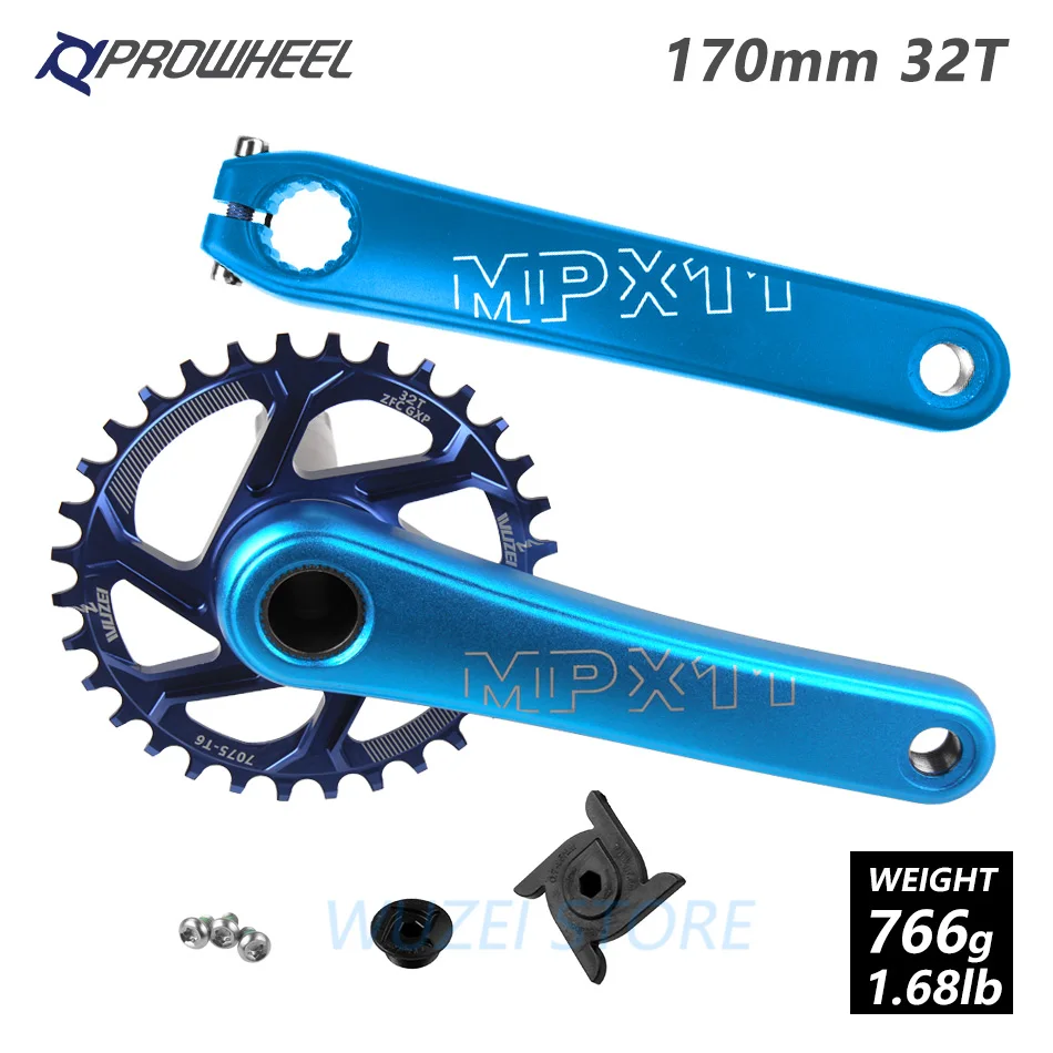 PROWHEEL MPX11 Кривошип горного велосипеда цепное колесо 170/175 мм/30/32/34/36/38 T звезды MTB велосипед диаметра окружности болтов для SRAM GXP XX1 X9 модными принтами XO X01 - Цвет: 170mm Blue 32T