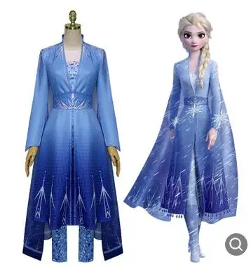 costume Платье принцессы Эльзы; комплекты для взрослых; дизайн; Женский карнавальный костюм на Хэллоуин, день рождения, вечеринку; Небесно-Голубой наряд для ролевых игр - Цвет: costume