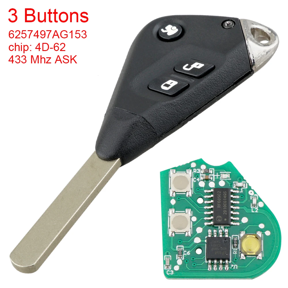 433mhz Ask Keyless Smart Remote Car Key Fob 57497ag153 Replacement For