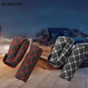 

QUEES Car Gear Shift Handbrake Cover Set Two-piece Leather Non-slip Manual Gear Handle Cover 2020 New Car Interior Accessories