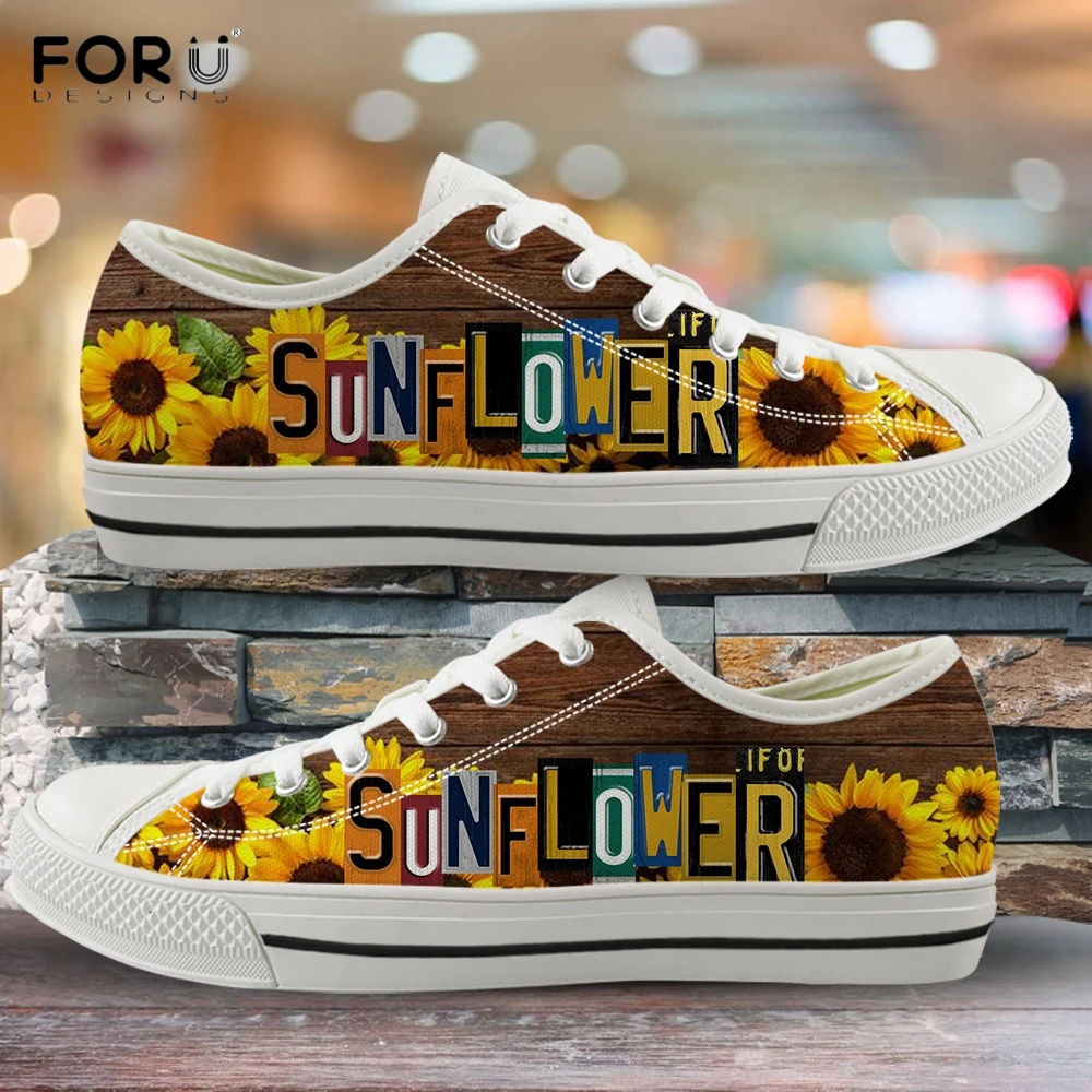Dwarf Sunflower and Birds Decorations Classic Canvas Shoes Skate Sneakers Women Fashion Print Cute Durable