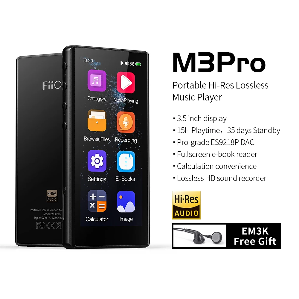 FiiO M3Pro MP3 плеер 3,5 дюймов полный сенсорный HiFi без потерь Звук Музыкальный плеер с диктофоном, электронная книга, поддержка|MP3-плееры| - AliExpress