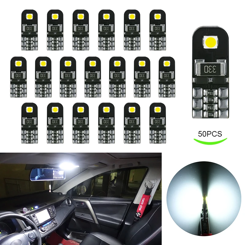 JIACHI 50xT10 автозапчасти 194 168 W5W led CANBUS без ошибок 3030 чипы 2SMD белый DC12V led зазор купольный светильник для ЧТЕНИЯ ИНТЕРЬЕР