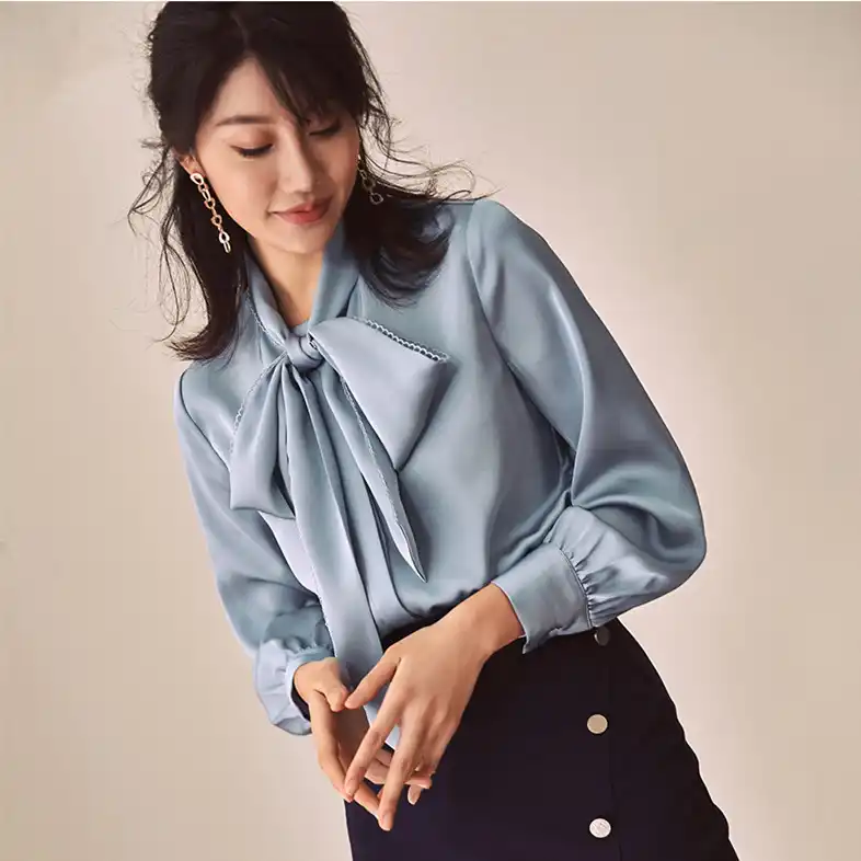 Satin bow tie blouse Clearance