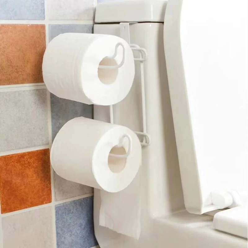 

1pcs Tissue Rack Wall Hanging Paper Hanger Towel Holder 2 Roll Bathroom Organizer Stand Tissue Rack White / Black