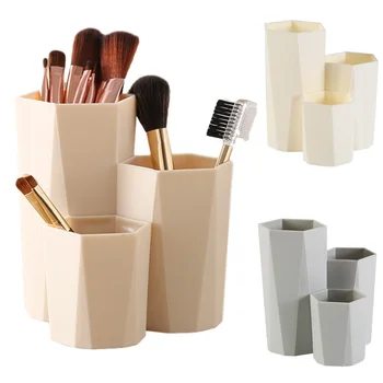 

3 Lattices Cosmetic Makeup Brush Storage Box Makeup Organizer Nail Polish Eyebrow Pencil Cosmetics Organizer Pen Holder Rack