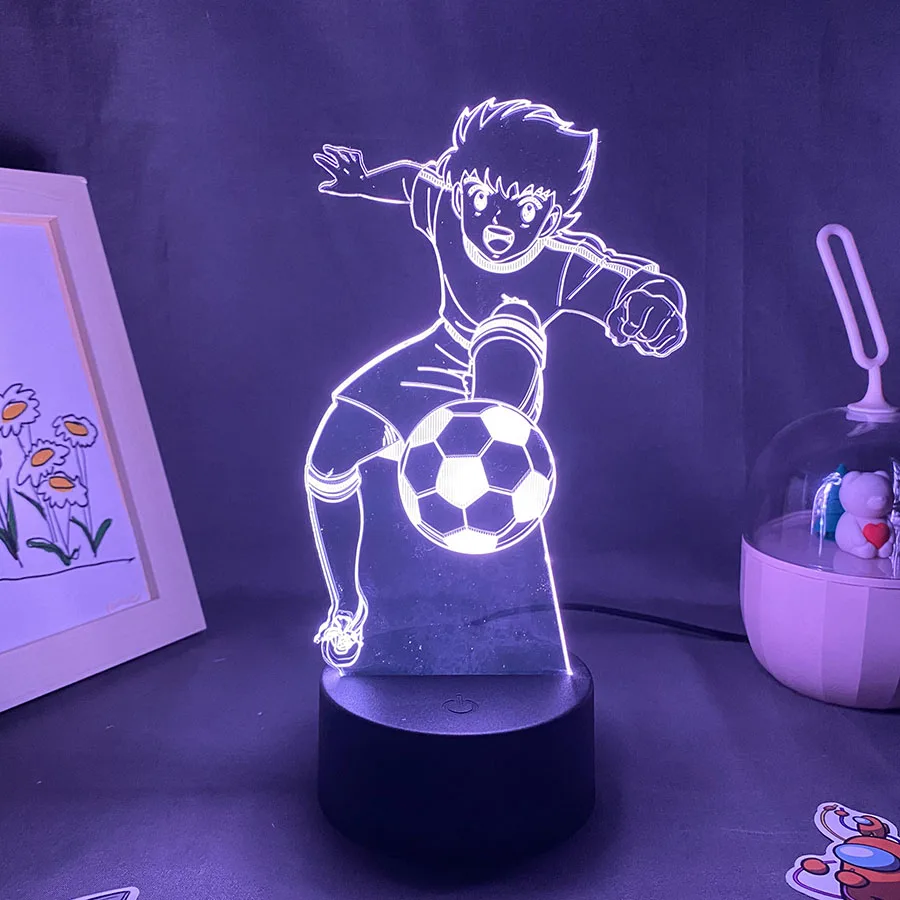 3D Светодиодная аниме-фигурка капитана Цубаса неоновый ночник Otaku рождественский