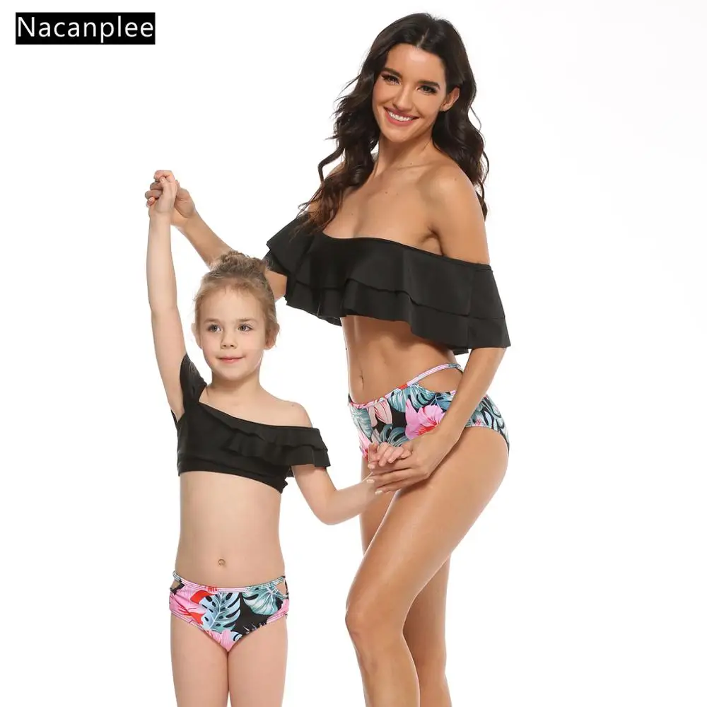 

NACANPIEE Mother Daughter Swimsuit Mom and Daughter Bathing Suit Swimwear Mommy and ME Bikini Family Matching Clothes