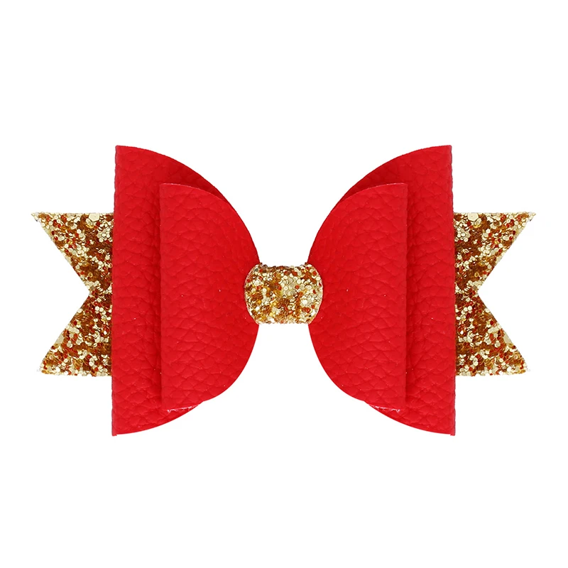 11 шт./компл. яркие цвета блестящие кожаные банты для волос Принцесса зажимы