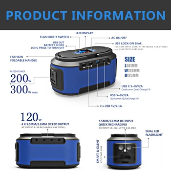 

Huge Power Portable Generator Power Station Power Supply with Quite Charge Inverter DC/AC/USB outouts For Construction Site