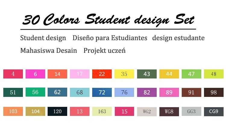 TOUCHNEW 30/40/60/80/168 Цвет маркеры манга рисунок Маркеры Ручка на спиртовой основе эскиз жирной двойной кисть товары для рукоделия - Цвет: 30 Students Set