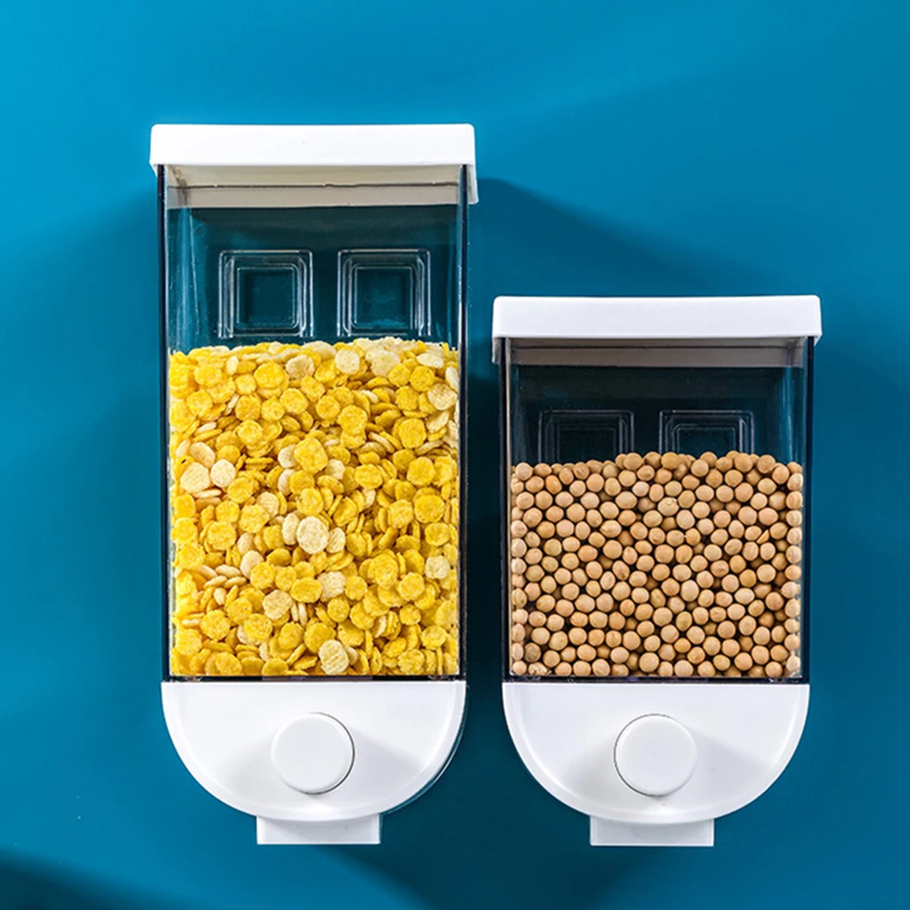 Wall mounted Dry Food Storage Container Dispenser for Nuts, Cereal, Grain, Beans