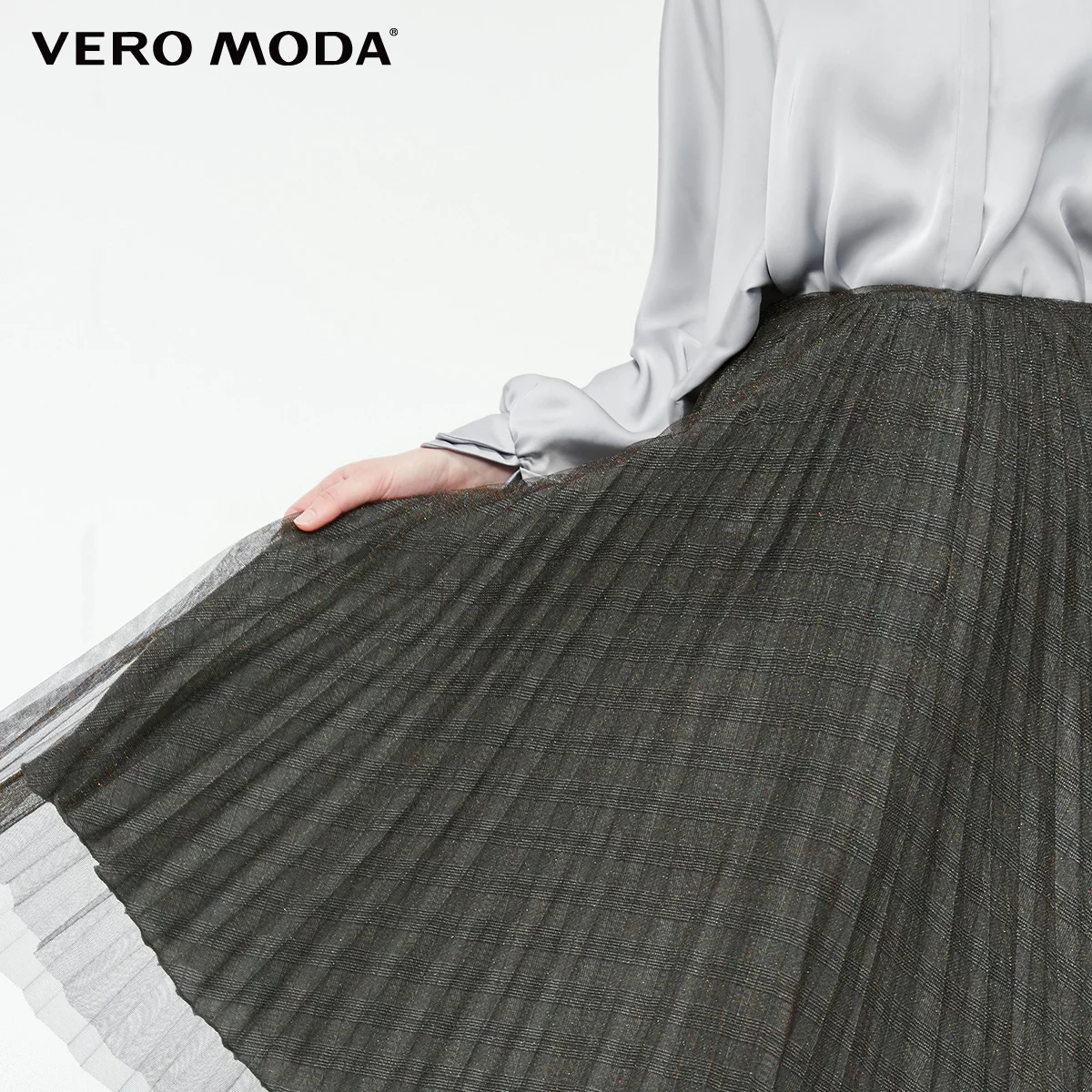 Vero Moda Gauzy прозрачная клетчатая юбка с подкладом | 31911G519