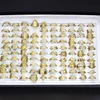 50Pcs/lot Mix Random Style Laser Cut Pattern Golden Color Stainless Steel Rings Women Party Ring 1