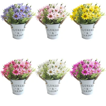 

New Artificial Flower Pot Home Office Desktop Vintage Style Fake Floral Decor Potted Plant