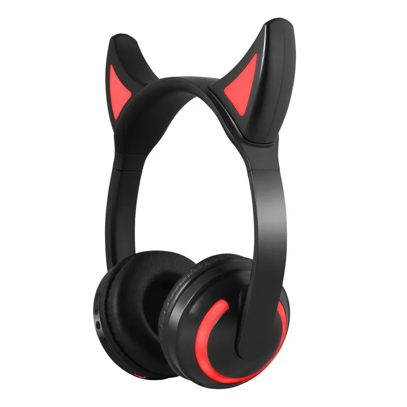Кошачьи наушники, мигающие светящиеся Bluetooth стерео наушники, игровая гарнитура, беспроводной наушник, 7 цветов, светодиодный светильник для ПК телефона - Цвет: Little magic horn
