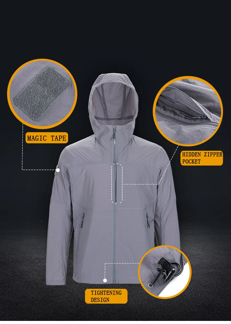  Tactical  Sport Men Sunscreen Light Soft Shell Jacket Single Layer Sportswear Outdoor Spring and Autumn