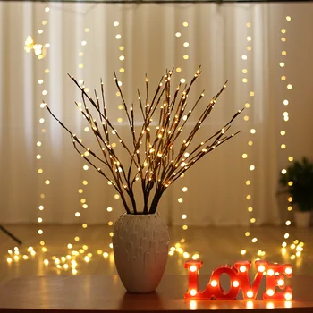 

Led String Lights Fairy Branch Lights 20 Bulbs Lamp Holiday Lighting Garland Battery Power Outdoor for Christmas Wedding Decor