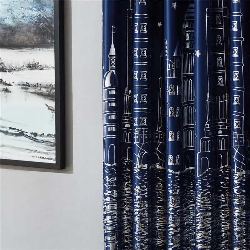 Navy Blue Curtain Topfinel затемненные шторы для гостиной, детские шторы для детской комнаты, спальни, мультфильм, шторы с замками, милые шторы, подарок - Цвет: Navy Blue Curtain