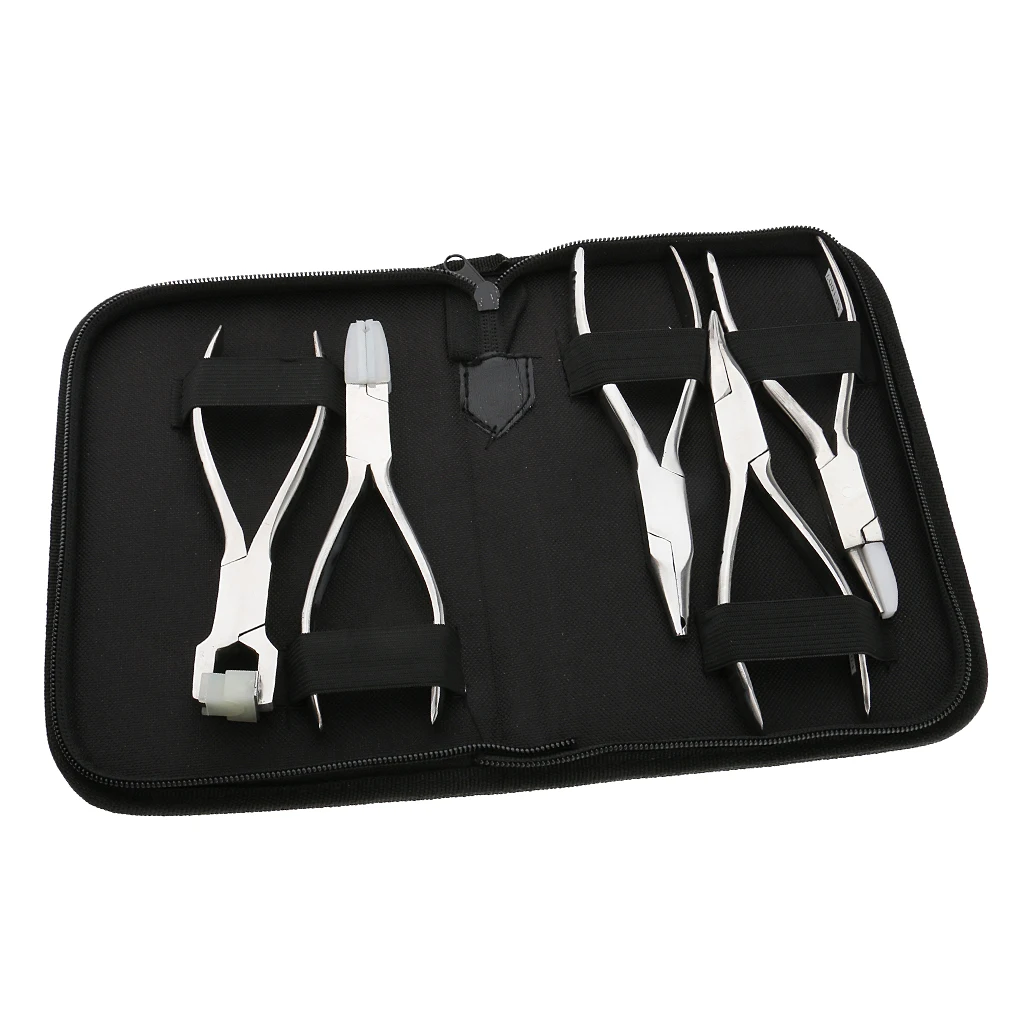 Set of 5pcs Stainless Steel Optic Eye Glasses Optician Eyeglasses Frame Repair Optical Pliers Tools Kit with Black Pouch Bag