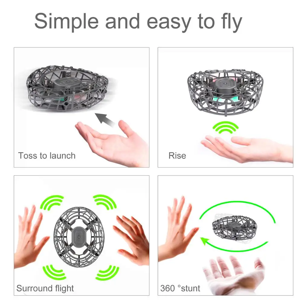 ATTOP F6 Anti-colisi�n de mano de vuelo de inducci�n infrarroja Mini Drone luces LED aviones de control inductivo para ni�os reg