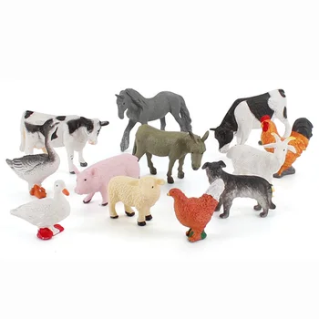 

12pcs/set Small Size Animal Model Action Figure Simulation Farm Animal Action Figures Collection PVC Children's Cognitive Toys