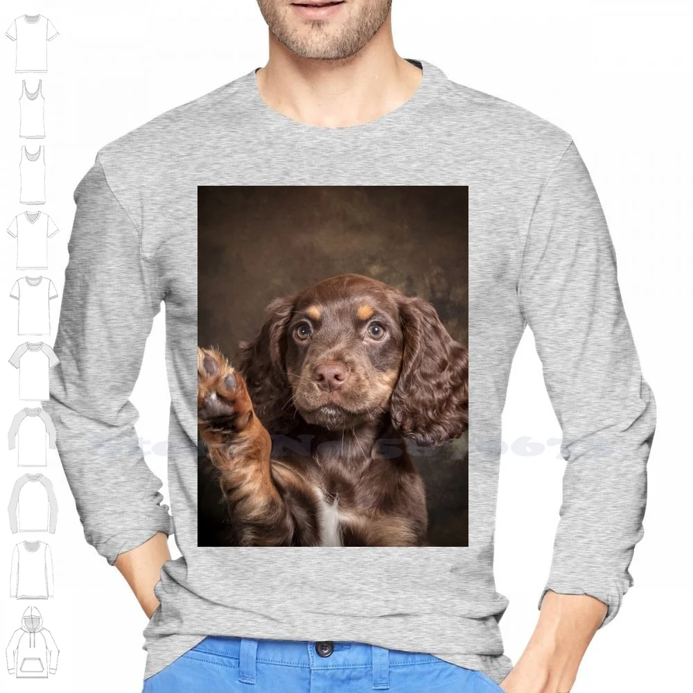 thumbnail image 1 of Sudadera con capucha Charlie Wave 100 % algodón, cachorro cocker spaniel, perro de trabajo Wave, color marrón chocolate, 1 of 5