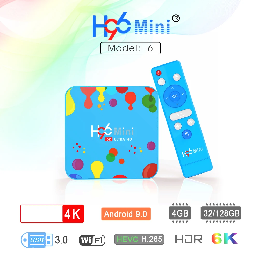 H96 Mini H6 Smart android tv box Android 9,0 4K медиаплеер 6K Allwinner H6 четырехъядерный процессор 4 ГБ 32 ГБ 128 ГБ 2,4 г 5 г WiFi 100 м LAN BT4.0