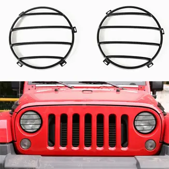 

Headlight Cover Guards Protector For Jeep Wrangler JK 2007-2017 Rubicon Sahara Sport Car Accessories Chrome Red Black Iron 2pcs