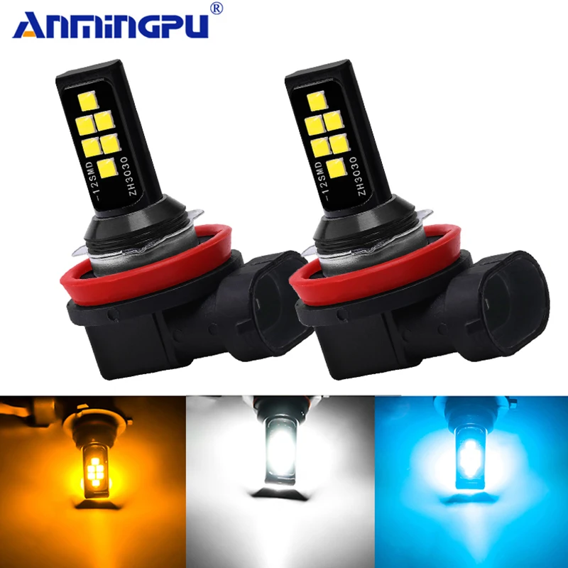 Anmingpu 2x Противотуманные фары Дневные Фары Лампы H11 Светодиодная лампа H1 H3 Led H7 9005 HB3