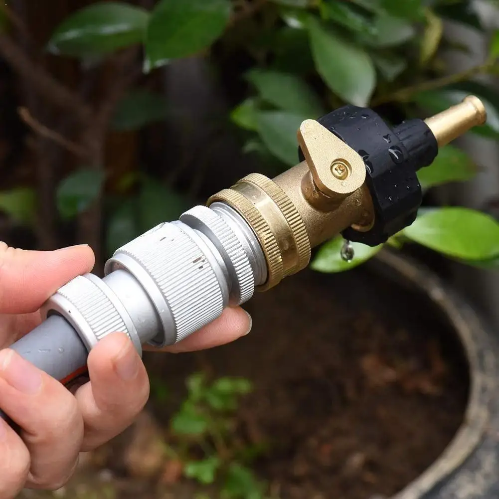 

Garden Hose Water Pipe Connector Brass Valve Shut Switch Off with Splitter Faucet Taps E9I6