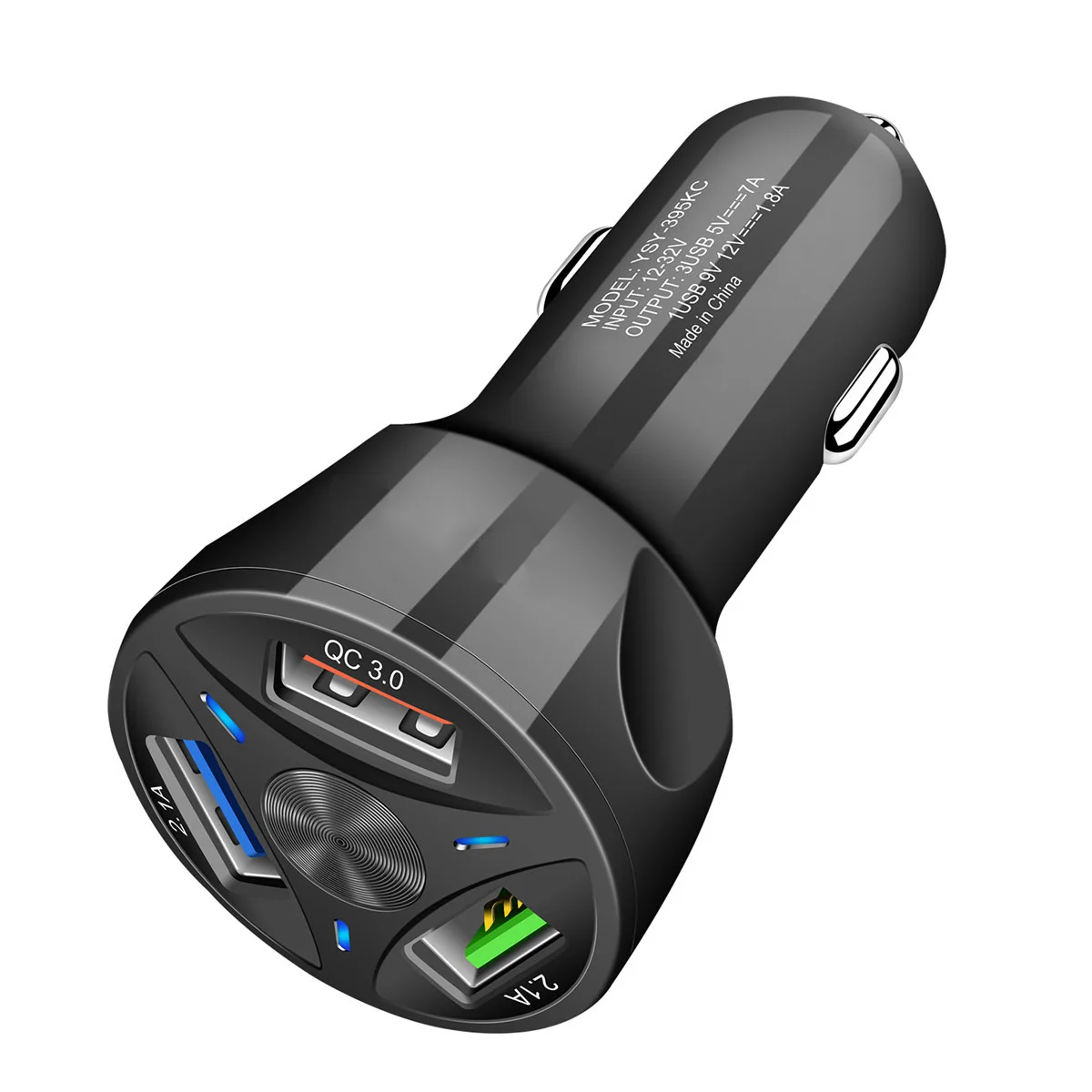Черный Три порта Быстрая зарядка USB Автомобильное зарядное устройство для смартфона планшета JFlyer - Цвет: Черный