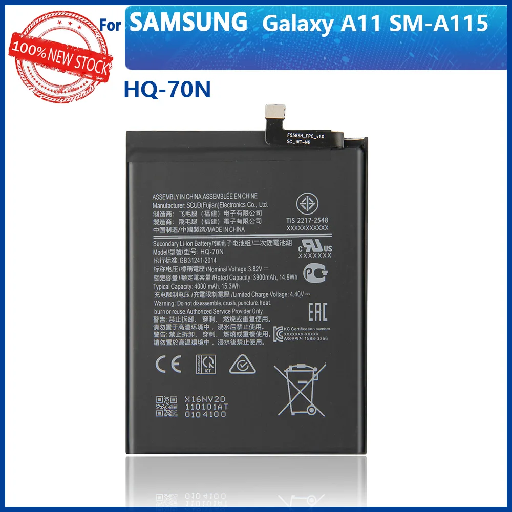 100% оригинал 4000 мА · ч HQ-70N для Samsung GALAXY A11 A115 SM-A115 Высококачественная батарея с
