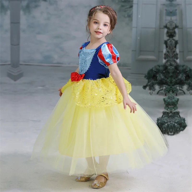 Платье принцессы Белоснежки нарядная одежда для косплея Хэллоуин карнавальное платье Анна Эльза платье для девочек размер от 4 до 10 лет