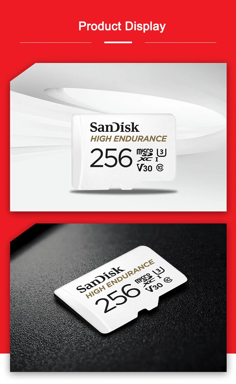 SanDisk высокопрочная карта памяти Micro SD 128 Гб 64 ГБ 32 ГБ 256 Гб Microsd U3 V30 4K Flash MicroSD карта для монитора видео Автомобильный видеорегистратор