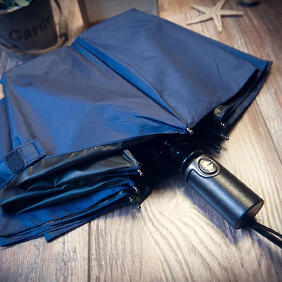 PU Leather Handle Business Automatic Umbrellas Rain Women Folding UV Protection Anti Sun Parasol Men Windproof Umbrella Parasol