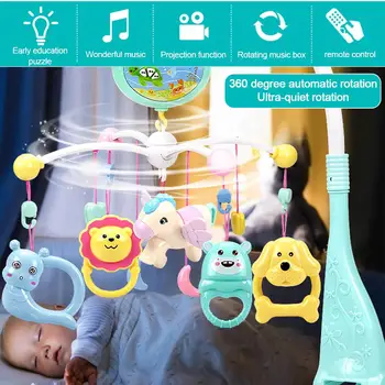 

Hanging Rattles Baby Musical Crib Mobile With Projector And Music Box Bed Bell Multi-function Baby Early Education Remote Contro