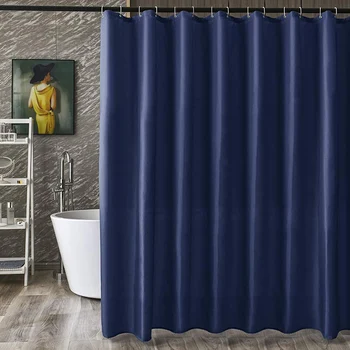 

Dark Blue Shower Curtain Thick Polyester Shower Curtain Bathroom Waterproof Partition Shower Curtains(With Rings