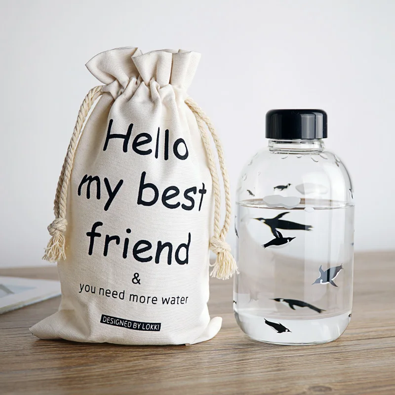 Penguin 600ml Креативный полярный медведь Пингвин стеклянная бутылка для воды милые животные охлаждающие бутылки мультфильм Кемпинг Спортивная бутылка Тур посуда для напитков дропшиппинг - Цвет: Penguin 600ml