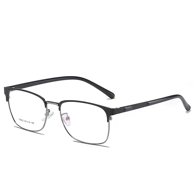 Brand New Men Square Glasses Frame Fashion Business Optical Eyewear Black Alloy Flexible Eyeglasses TR90 Myopia Clear Spectacles - Цвет оправы: Gunmetal