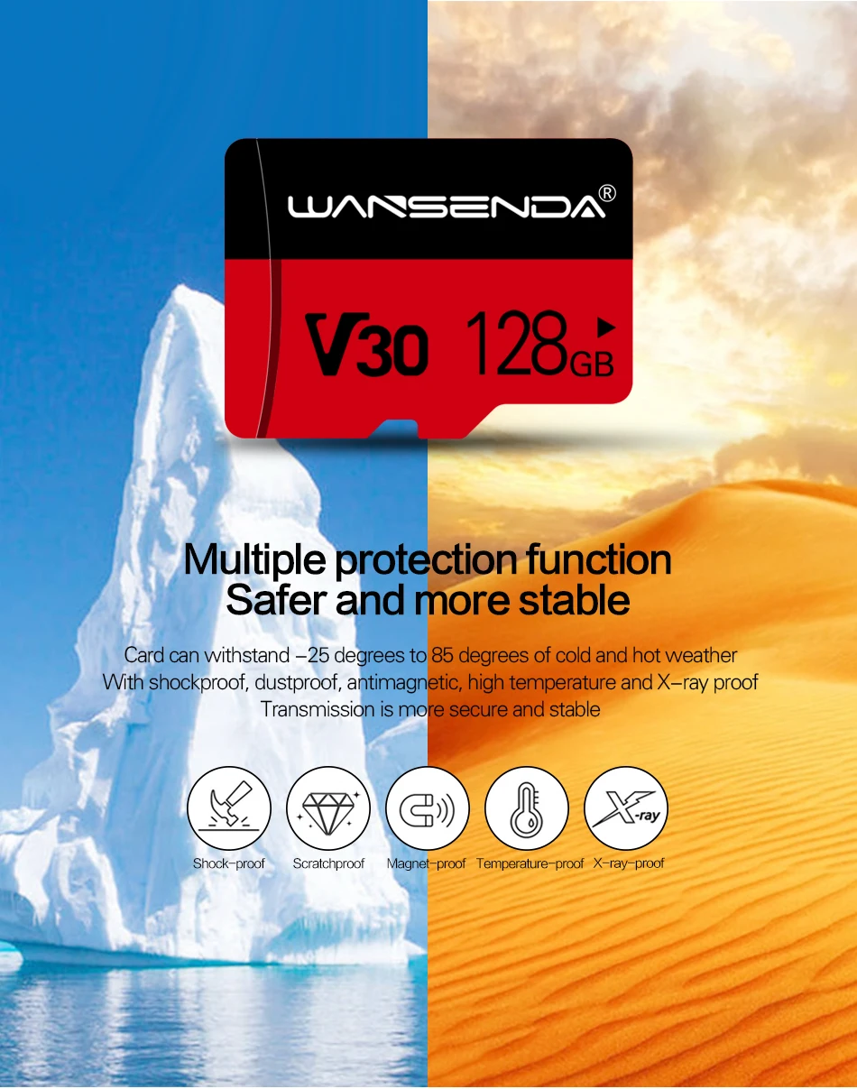 WANSENDA, карта памяти Micro SD, 8 ГБ, 16 ГБ, 32 ГБ, 64 ГБ, 128 ГБ, MicroSD, TF карта, класс 10, флеш-карта, карта памяти