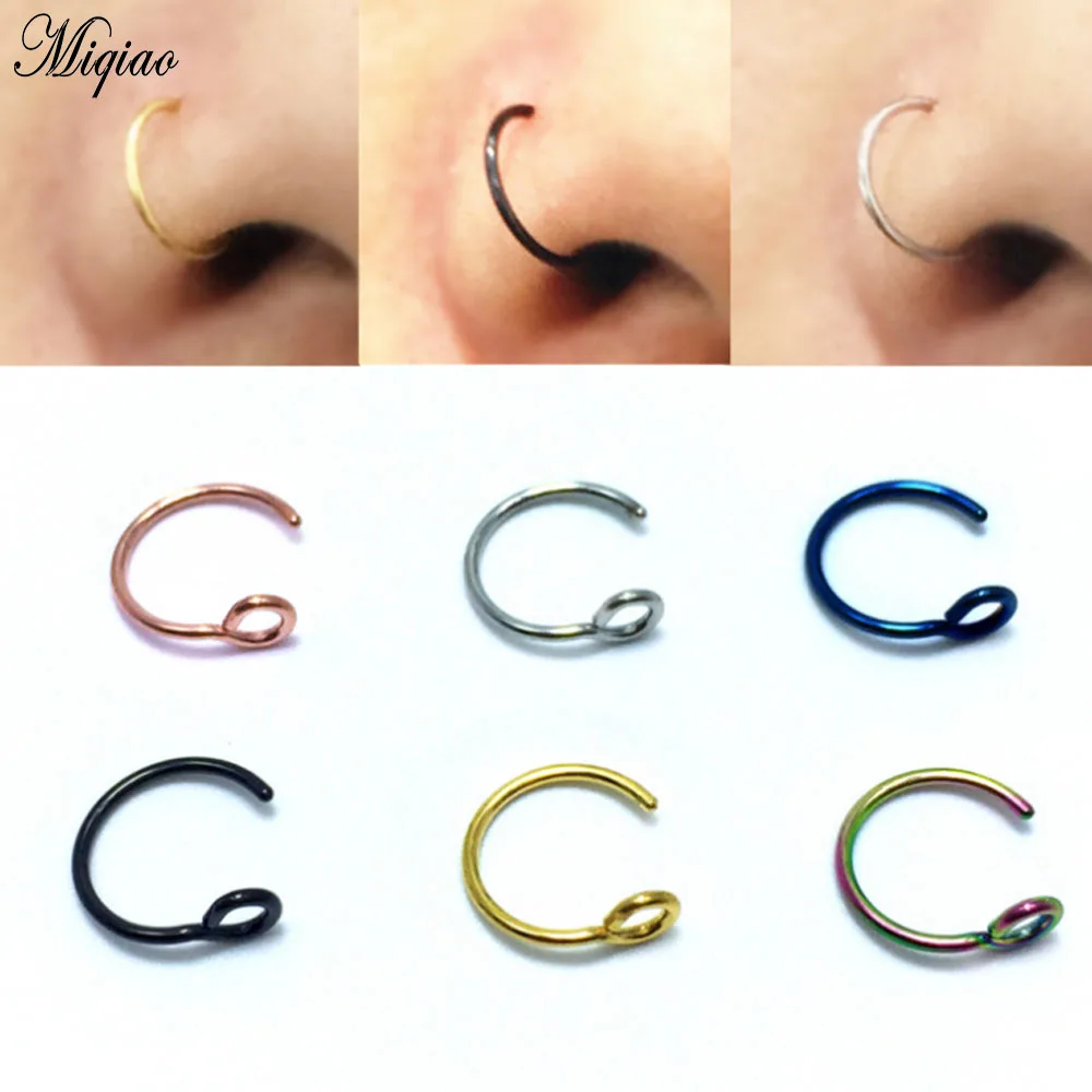 

Miqiao 5pc/lot false nose ring Titanium steel vacuum plating does not fade false nose ring nails