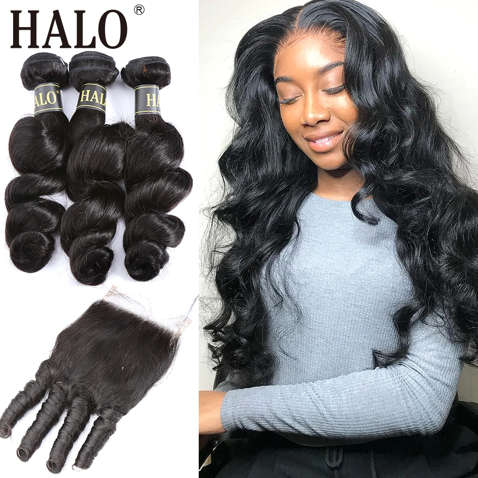 

Halo Loose WavePeruvian Hair Weave 28 30 Inches Bundles With Closure Remy Deep Wave 3 4 Bundles With Closure Hair Extension