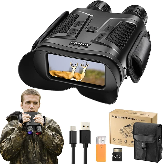 BOBLOV-prismáticos con visión nocturna, dispositivo de aumento óptico para  caza de Vida Silvestre, 64G, 1080P, 800M, revisión oscura, 8X, Digital, 5X  - AliExpress