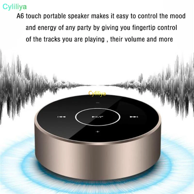 12pcs Wireless Bluetooth Speaker A6 Portable Touch Screen Stereo Speaker Subwoofer AUX Audio TF Card MP3 Music Player with Mic