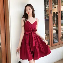 Французское платье, летняя одежда, стиль, женская мода, на шнуровке, с бантом, трапециевидная короткая юбка, западный стиль, на бретельках